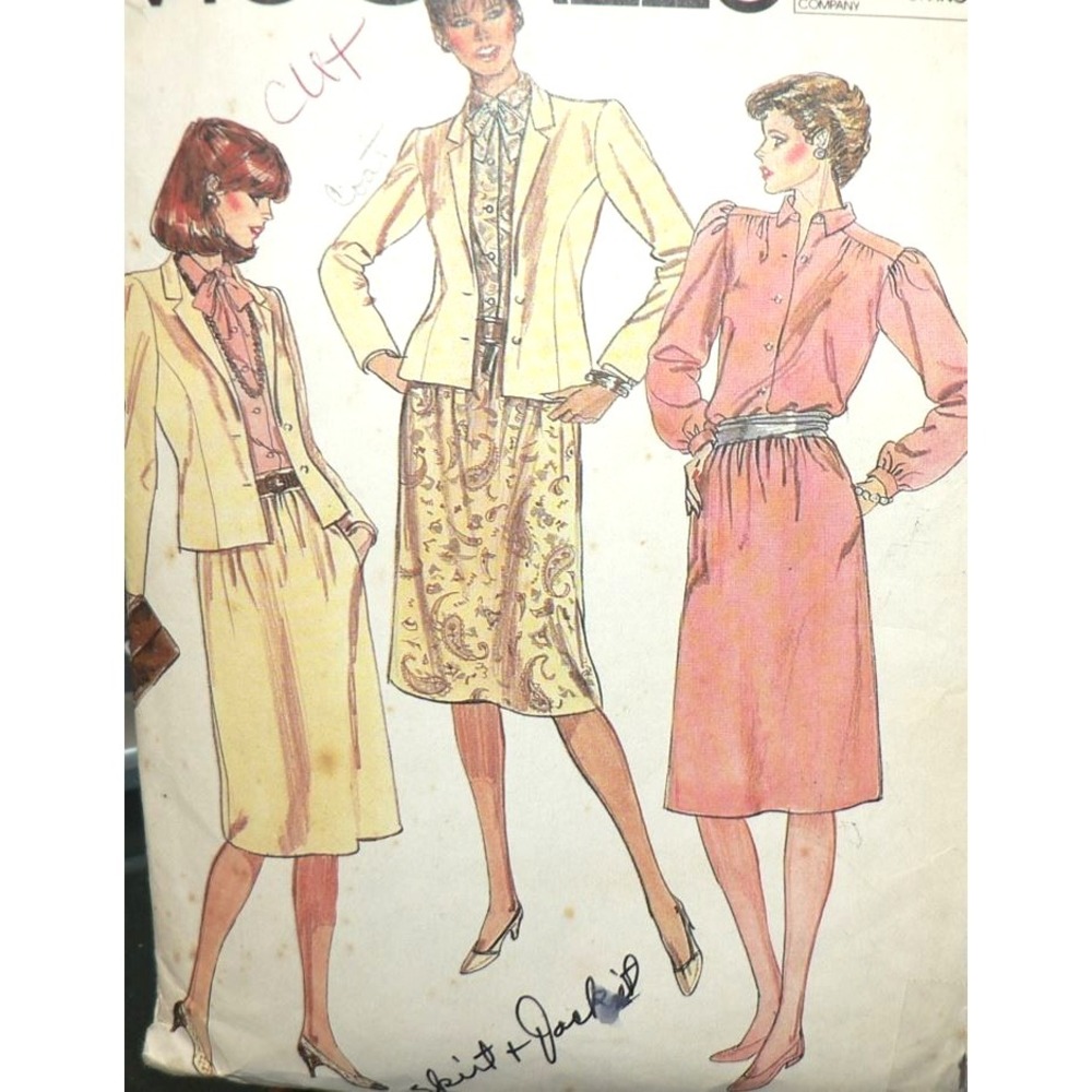 Vintage McCall's Sewing Pattern 7709‎ Misses & Juniors Jacket Blouse Tie Skirt 7